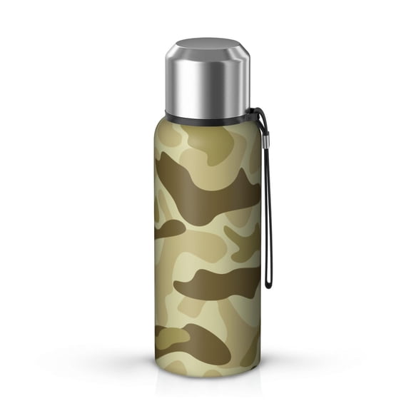 Camouflage 20oz Stainless Steel Thermal Bottle with Tea Filter and Cup Lid, Vacuum Insulated Coffee Mug with 316L Inner Liner, Leakproof Travel Thermos for Office, Commute & Outdoor