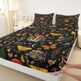 thumbnail image 4 of Homewish Watercolor Plant Mushrooms Bed Sheets,Butterflies Moths Full Size Sheets,4 Pieces,1 Flat Sheet, 1 Fitted Sheet and 2 Pillowcases, 4 of 6
