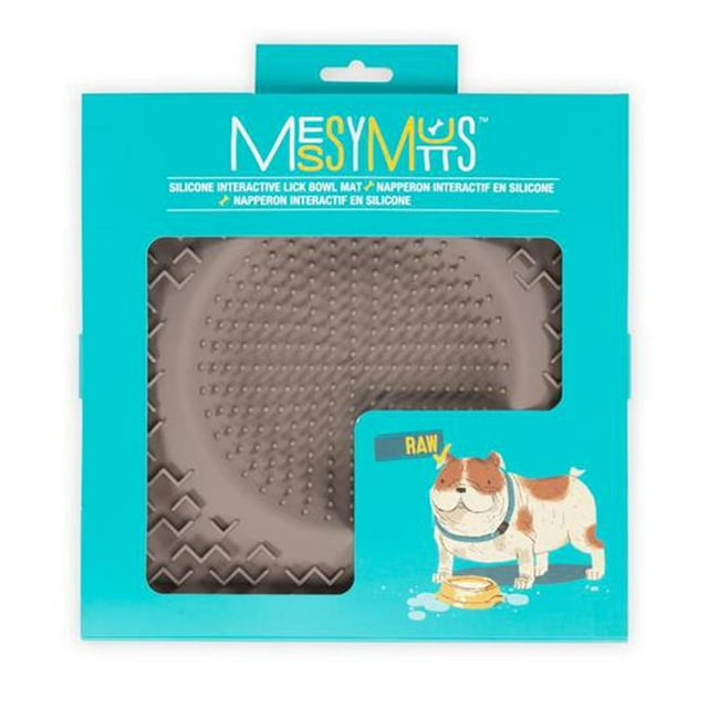 Messy Mutts 628043607279 Bol pour Chien Léchage Thérapétique, Gris