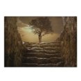 thumbnail image 1 of Tree Cutting Board, Treet Entrance with Stone Stairs Sun Rays Cloudy Sky Winter Landscape Monochromic View, Decorative Tempered Glass Cutting and Serving Board, Small Size, Brown, by Ambesonne, 1 of 1