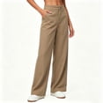 thumbnail image 6 of YUGYXL Women's High Waisted Wide Leg Dressy Pants Business Work Trousers, Flat Front Waist, Side Pockets Khaki Pants, 6 of 6