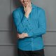 thumbnail image 5 of Blusa y camisa de manga larga con cuello vuelto para hombre, informal, con botones, lisa, de manga larga, transpirable, de poliéster, 5 of 6