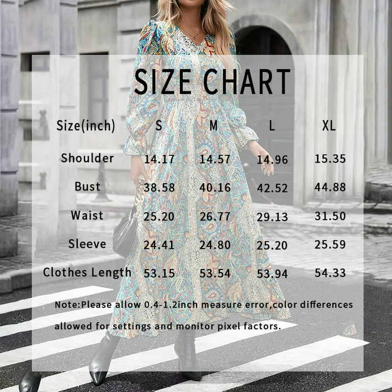 ZOELNIC Women's Fall Long Sleeve Maxi Dress Boho Floral Print V Neck Empire  Waist A Line Flowy Dresses, S - Walmart.com