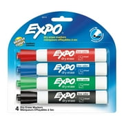Expo Low Odor Dry Erase Markers, Chisel Tip, Assorted Colors, 4 Count
