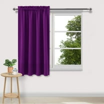 JVBTVB Blackout Thermal Insulated Curtains for Bedroom and Kitchen - Solid Purple, 2 Panels, 38"x45", Energy Saving & Noise Reducing