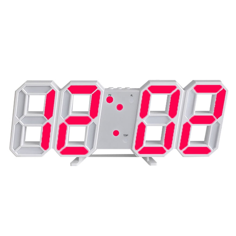 3D LED Digital Wall Alarm Clock, LED Light Nightlight Decor Clocks