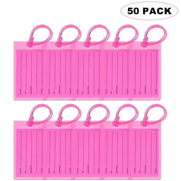 Etiquetas de equipaje Sodsay, bolsas de viaje de PVC, etiquetas de identificación, paquete de 50