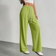 thumbnail image 2 of PWPSG High Waist Drawstring Pleated Wide Leg Casual Pants, Breathable Comfort Trousers for Daily Commute & Trendy Work Outfits Green XXL, 2 of 6