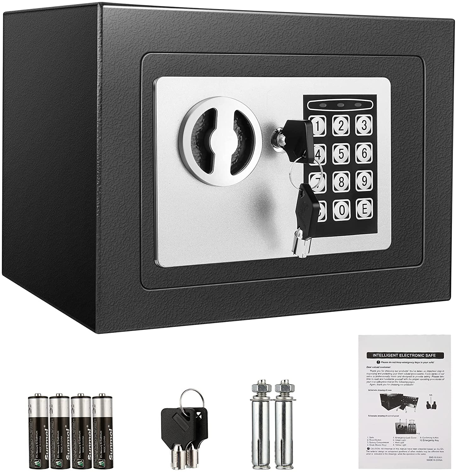 Strong Iron Steel Black Key Password Security Money Cash Safe Box Office House