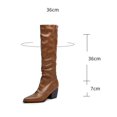thumbnail image 5 of Mostsola Knee High Boots Women Slouchy Square Toe Heel Mid Calf Boots Pull on Fall Boots, 5 of 9