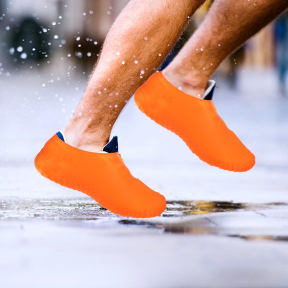 ETEREAUTY 1Pair Red Silicone Anti Slip Shoe Cover Waterproof Shoe Protector for Mud Rain