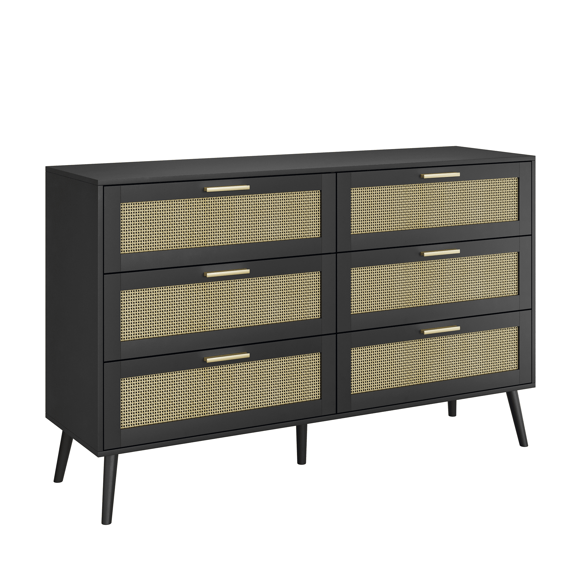 Kadyn 6 Drawers Dresser Cabinet, Rattan Storage Cabinet for Living Room, Dressers & Chests of Drawers for Hallways