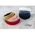 thumbnail image 4 of Motique Accessories Soft Textured Cotton Knot Headband Wide Turban Headband (Denim), 4 of 5