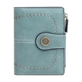 thumbnail image 1 of Cartera para mujer, tarjetero de piel sintética, monedero de regalo para citas, compras y negocios. Azul claro, 1 of 9