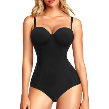 Kumayes Women's Tummy Control Bodysuit with Built-in Bra, Backless Design for Dresses, Seamless Shapewear