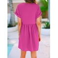 thumbnail image 2 of Vestido de verano liher 2025 con cuello en V y manga corta para mujer, 2 of 5