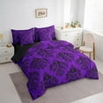 thumbnail image 3 of Erosebridal Vintage Dasmark Floral Bedding Twin Size,Retro Gothic Theme Comforter Sets with Sheets,Purple Jacquard Design Bedding Sets Twin Size,Microfiber Bedroom Decoration Reversible,7pcs, 3 of 7