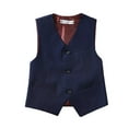 thumbnail image 2 of Visaccy 4 Piece Boys' Formal Suit Set with Vest Pants Dress Shirt and Tie Navy 2T, 2 of 5