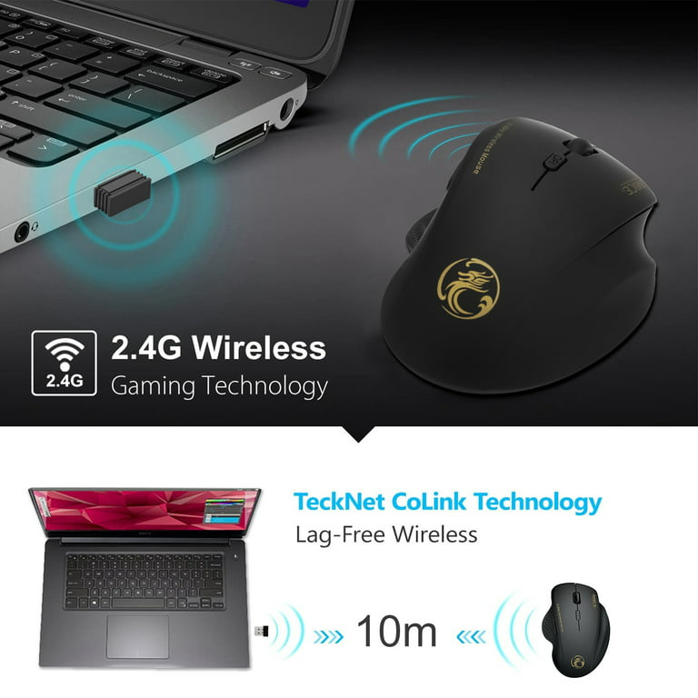TECKNET Ergonomic Mouse, 2.4G Wireless Silent Mouse with 4800 DPI