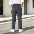 thumbnail image 5 of BLVB Boys Corduroy Straight Leg Pants Casual Loose Fit School Uniform Pants High Waist Fall Winter Comfy Clothes(Gray,5-6 Years), 5 of 9