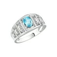 thumbnail image 3 of RYLOS Rings for Women Sterling Silver Ring Classic Style 7X5MM Oval Gemstone &  Diamond Ring December Blue Topaz Jewelry Size 9, 3 of 7