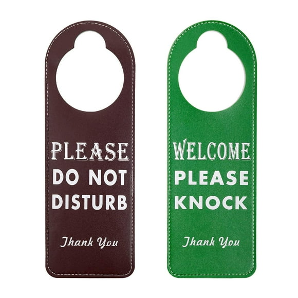 Kichwit Panneau « Ne Pas Troubler » pour Porte, Lot de 2 Panneaux « Ne Pas Troubler » pour Bureau, Panneau « Bienvenue, s'Il Vous Plaît, Frappe » (Brun + Vert)