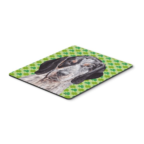 "Blue Tick Coonhound Lucky Shamrock St. Patricks Day Mouse Pad Hot Pad or Trivet"