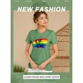 thumbnail image 4 of QAFOPEH Women Love Is Love Rainbow Print Crew Neck Short Sleeve Top, 4 of 7