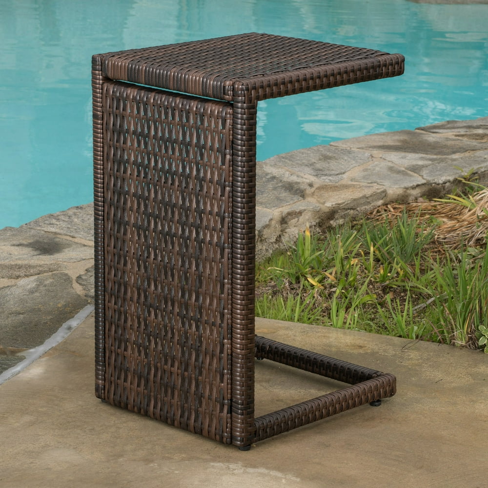 Padilla Outdoor Wicker Accent Table, Multibrown