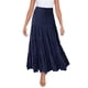 thumbnail image 1 of Falda larga Prolriy de verano para mujer, elástica, de cintura alta, estilo bohemio, informal, con cordón, estilo A, color azul marino, talla XL, 1 of 7