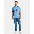 thumbnail image 2 of Disney Men's Stitch Blue Ringer Tee with Short Sleeves, Sizes S-2XL, 2 of 5