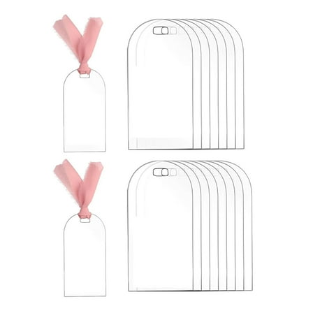 20PCS Clear Acrylic Label Tape Ribbon Arched Name Cards with Marker Set