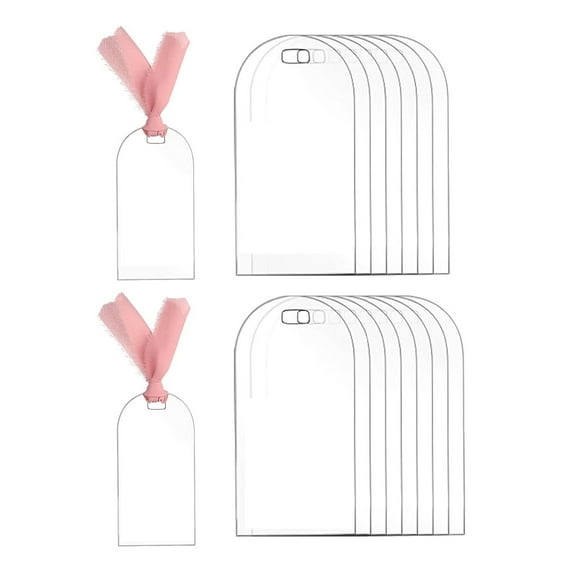 20PCS Clear Acrylic Label Tape Ribbon Arched Name Cards with Marker Set