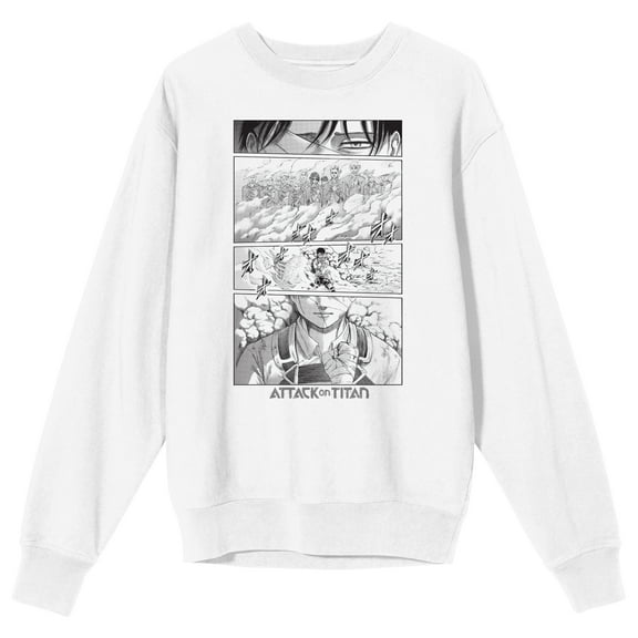 Attack On Titan Levi's Hallucinations Adult White Crew Neck Sweatshirt-Medium