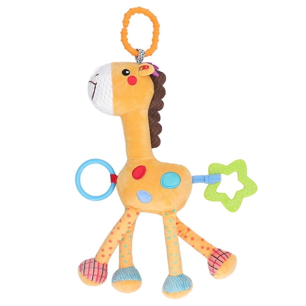Baby Hanging Rattle Toy Soft Carseat Crinkle Squeaky Toy Stuffed Animal Stroller Pendant Giraffe Shape