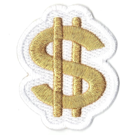 Gold Dollar Sign Patch Money Token Embroidered Iron On
