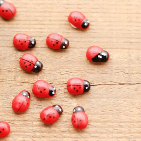 KALLORY 50 Pcs Ladybugs Chic Decor Tabletop Crafts 1*0.8cm Red