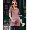 thumbnail image 4 of Ekouaer Maternity Tops Short Sleeve Pregnancy Shirts Tee Tunic Casual T Shirt Ribbed Knit Pregnant Clothes Wine Red M Lake Blue XL, 4 of 6