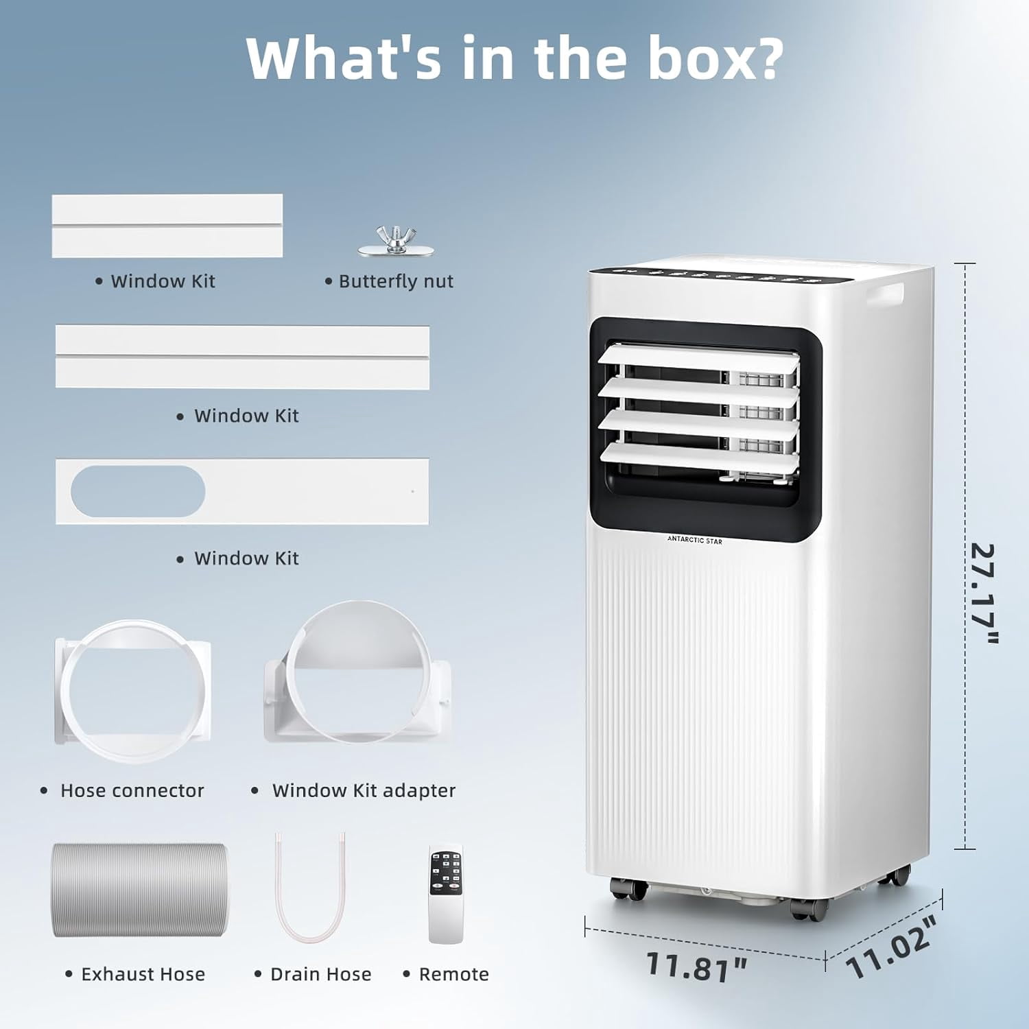 Portable Air Conditioners 10,000 BTU,4-in-1 Air Conditioner Portable Up to 350 Sq.Ft. with Cool,Fan,Dehumidifier,Sleep,Portable AC Unit with LED Remote & 24H Timer,Window Installation Kits