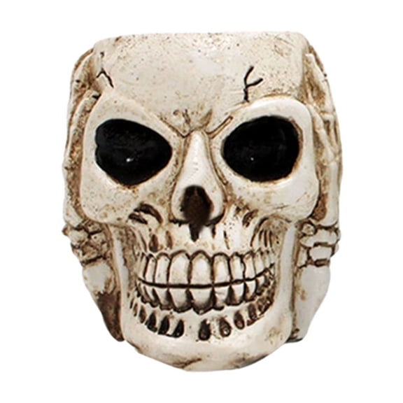 Deeceymbur Halloween Themed Skull Flower Pot Multi Use Desktop Decor Creative Gift Office Home Planter 2.36x3.51x3.54in