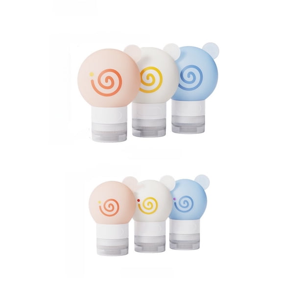 6PCS Portable Silicone Dispensing Bottles in Colorful Designs for Beauty Products