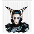 thumbnail image 3 of Ambesonne Fantasy Shower Curtain, Gothic Lady Hair Horns, 69"Wx84"L, White Black, 3 of 3