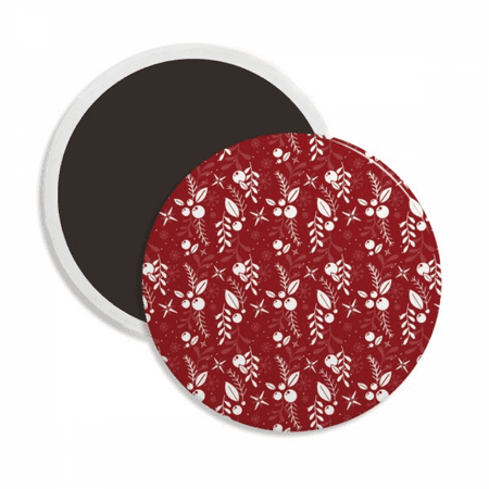 

Red Pattern White Decoration mas Round Ceracs Fridge Magnet Keepsake Decoration