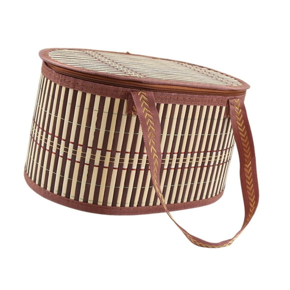 Cesta de bambú Cesta de frutas Canasta de comestibles Regalos decorativos Canasta de regalo Plegado para bocadillos Pastry de pan para campamento