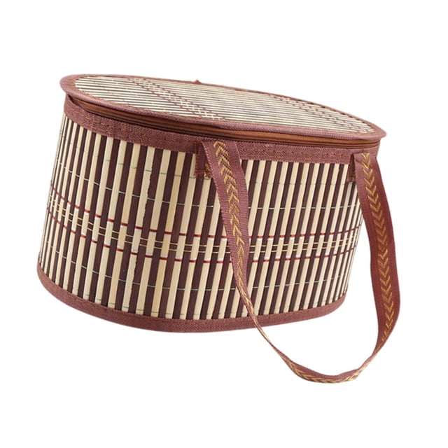 Cesta de bambú Regalos plegables Canasta de flores Organizador con canasta de frutas de tapa Cesta de regalo para pastel de bocadillos