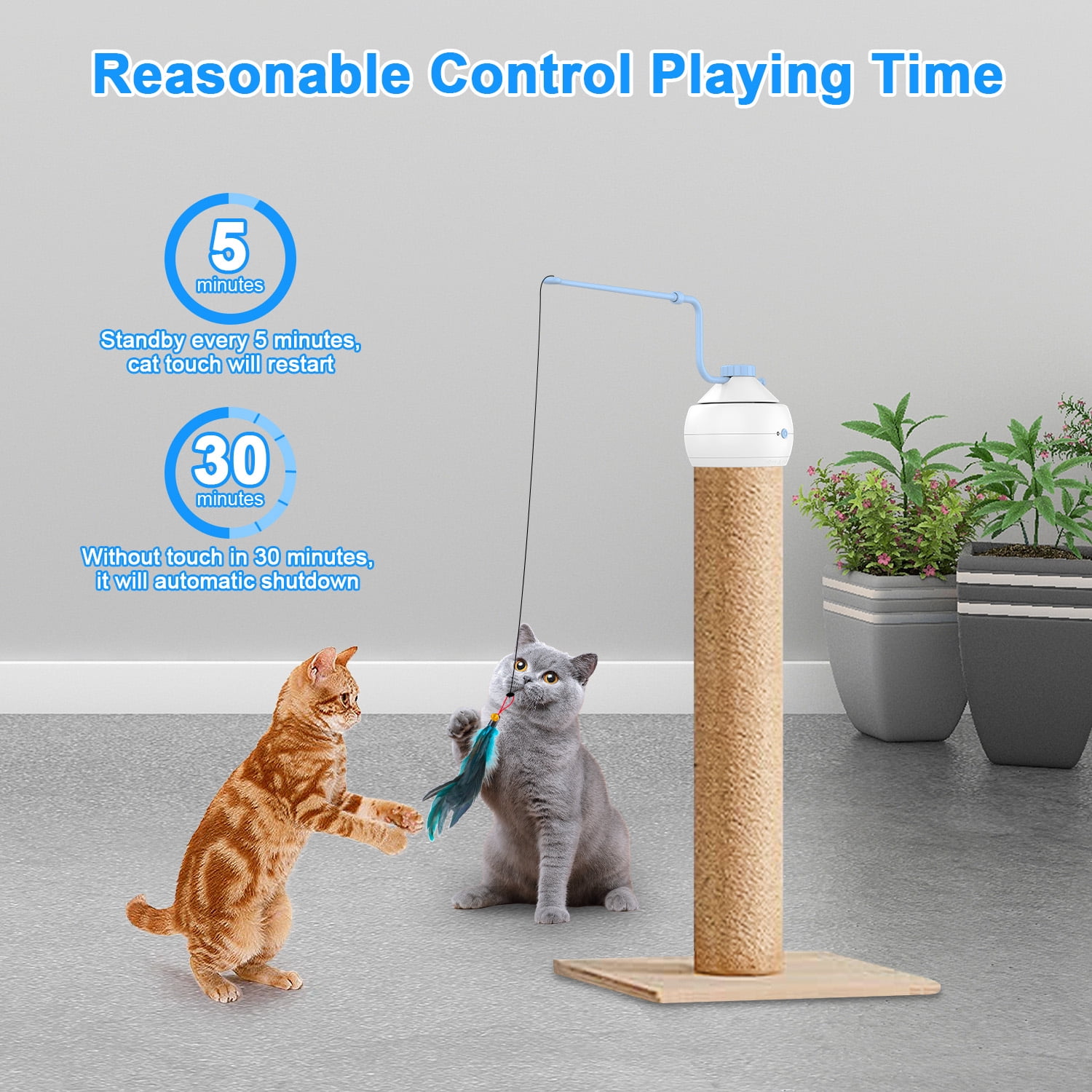 ZZHY Direct USB Charging Cat Toy 2 in 1 Interactive Motorized Wand, Kitten Toys Electronic Exercise Pet Toy for Indoor Cats, Automatic Motion Cat Toys