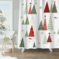 thumbnail image 3 of Geometric Modern Design Christmas Shower Curtain Christmas Tree Bathroom Home Office Holiday Wall Decoration as Tapestry and Photo Booth Backdrop Red Green White Printed 54"W x 78"L (Pack of 1), 3 of 6