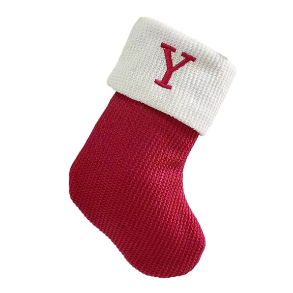 Christmas Stockings with Initials, Letter Y Embroidered Xmas Stockings, for Christmas Party Fireplace Family Hanging Decorations (1 Pack, Red)