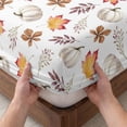 thumbnail image 3 of King Size Fitted Sheet Set - White Pumpkins Fall 3 Piece Bedding Sets 16" Deep Pocket Fitted Sheet with 2 Pillowcases, Thanksgiving Maple Leaves Autumn Brushed Microfiber Hotel Luxury Bed Sheets, 3 of 9