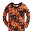 thumbnail image 5 of Tisuna Boys Halloween Pajama Set Long Sleeve Pants Outfit Cute Pumpkin Print Kids Sleepwear Comfortable Loungewear For Toddler Children Orange Size 18-24 Months, 5 of 6